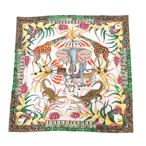 エルメス HERMES スカーフ カレ90 LA MARCHE DU ZAMBEZE ザンベジ川の 