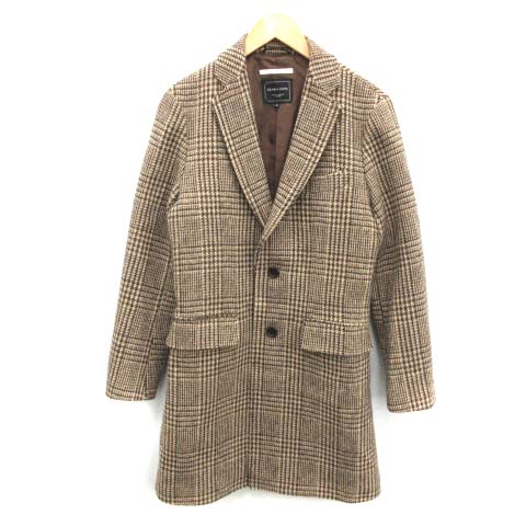 ビームスライツ Beams Lights ハリスツイード Harris Tweed チェスターコート ロング ミモレ ウール 千鳥柄 S 茶 ブラウン Pj メンズ 081 ベクトルパーク