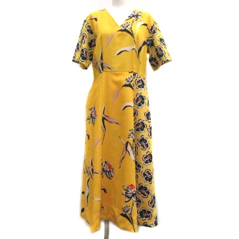 ポールスミス Paul Smith 18ss ワンピース ロング マキシ丈 半袖 花柄 ボタニカル柄 38 M 黄 イエロー Oi レディース 081 ベクトルパーク