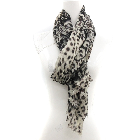 ルシアンペラフィネ Lucien Pellat Finet ストール マフラー フリンジ レオパード柄 ヒョウ柄 スカル カシミヤ 白 ホワイト 黒 ブラック 茶 ブラウン Yt レディース 081 ベクトルパーク