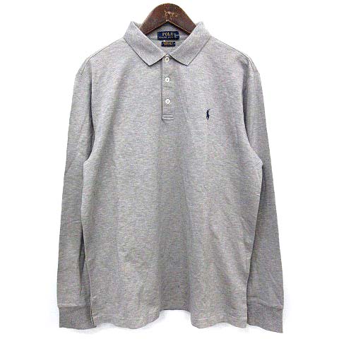 未使用品 ポロ ラルフローレン Polo Ralph Lauren ポロシャツ 長袖 鹿の子 ワンポイント L グレー G メンズ 081 ベクトルパーク