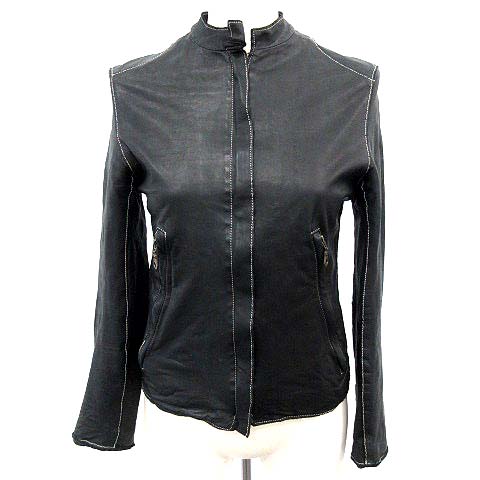 シシ Sisii ライダース ジャケット シングル レザー 牛革 ジップアップ Xxs 黒 G レディース 081 ベクトルパーク