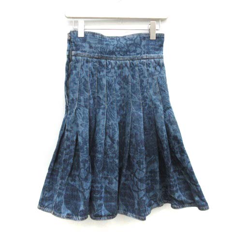 シャネル CHANEL 34 XS P53 スカート デニム カメリア 花柄 フローラル 