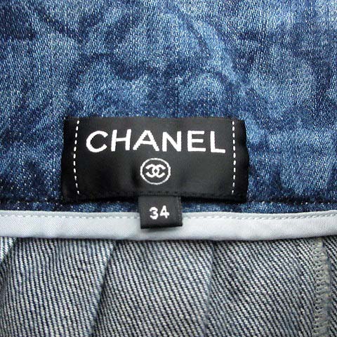シャネル CHANEL 34 XS P53 スカート デニム カメリア 花柄 フローラル 