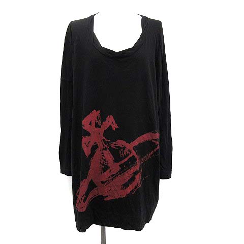 ヴィヴィアンウエストウッドレッドレーベル Vivienne Westwood Red Label ワンピース チュニック 長袖 ひざ丈 オーブ プリント 2 M 黒 ブラック Kh レディース 081 ベクトルパーク
