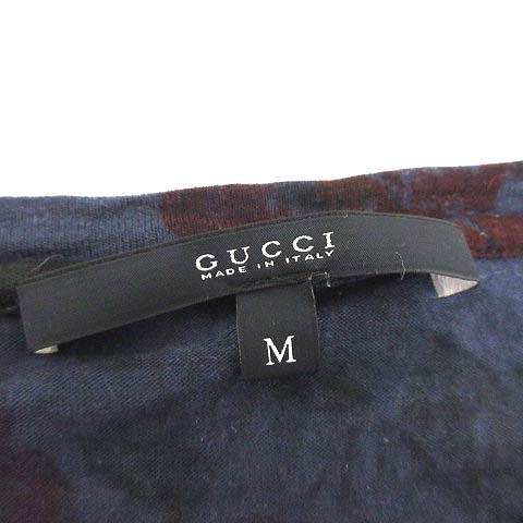 グッチ GUCCI Tシャツ 花柄 カットソー 半袖 M ネイビー 紺 /☆G 