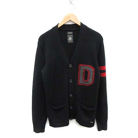 ディーゼル Diesel カーディガン ニット レタード ウール M 黒 ブラック 赤 レッド Mf17 メンズ 081 ベクトルパーク