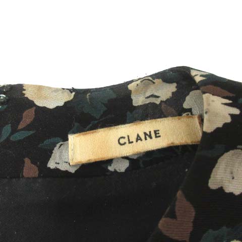 クラネ Clane 1 S ワンピース ロング ミモレ丈 長袖 花柄 プリーツ 黒 白 緑 Ek レディース 081 ベクトルパーク