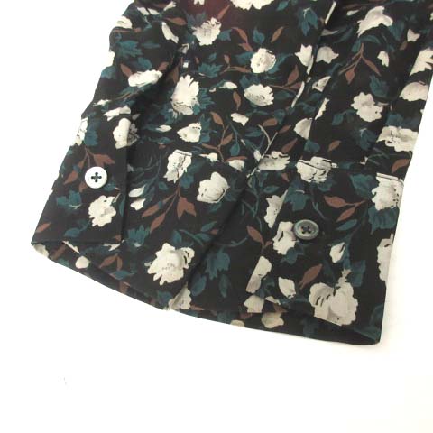 クラネ Clane 1 S ワンピース ロング ミモレ丈 長袖 花柄 プリーツ 黒 白 緑 Ek レディース 081 ベクトルパーク