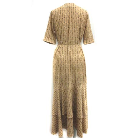 クラネ Clane 1 S 19ss ストライプフラワーカシュクール ワンピース ロング 五分袖 ベージュ 黒 Ek レディース 081 ベクトルパーク