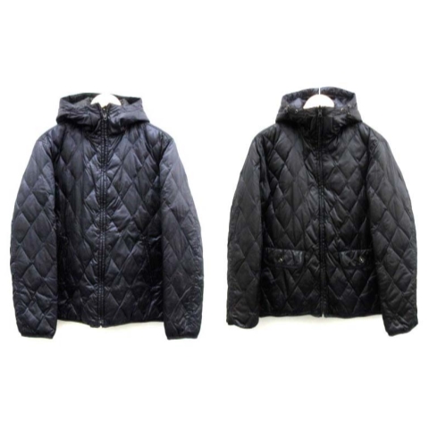 ポールスミス　リバーシブル　ネイビー/ブラック　キルティング ダウンジャケット キルティングスワール 2つ折り財布（ブラック） ｜ポール・スミス