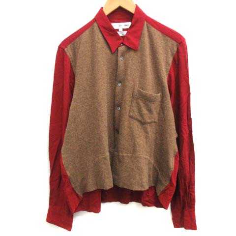 コムデギャルソンシャツ Comme Des Garcons Shirt L シャツ ニット切替 長袖 フランス製 ボルドー 茶 ブラウン Ek メンズ 081 ベクトルパーク