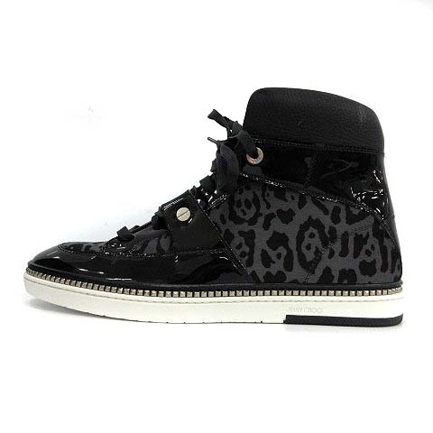 ジミーチュウ Jimmy Choo スニーカー シューズ ハイカット レオパード ヒョウ柄 ハラコ レザー エナメル 44 29 0cm 黒 グレー Kh メンズ 081 ベクトルパーク