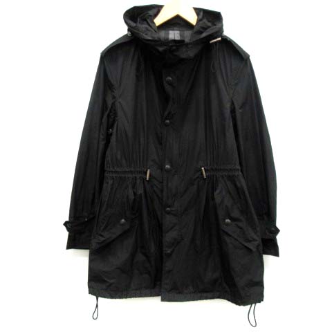 バーバリー ロンドン BURBERRY LONDON M ミリタリーコート フード 黒 