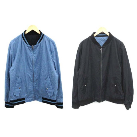 サルヴァトーレフェラガモ Salvatore Ferragamo ジャケット ブルゾン リバーシブル 中綿 アウター ガンチーニ ジップアップ 54 Xl 水色 黒 ブラック Ym メンズ 081 ベクトルパーク