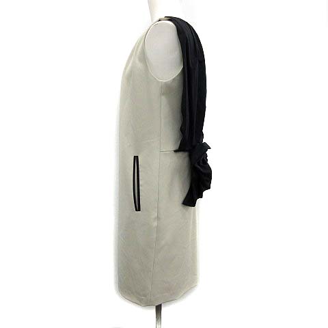 ランバンオンブルー Lanvin En Bleu 17aw ワンピース ミニ ノースリーブ リボン バイカラー ベージュ ネイビー 紺 Kh レディース 081 ベクトルパーク