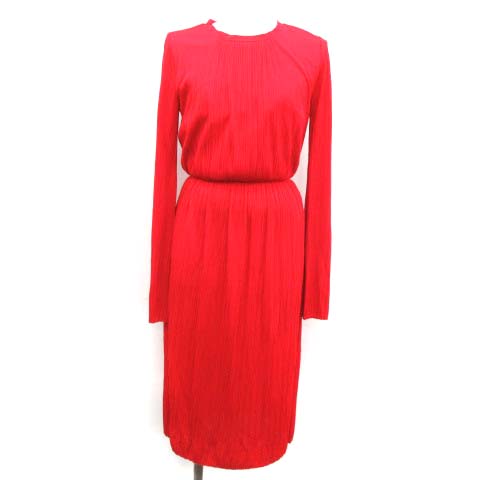 マックスマーラ Max Mara ワンピース ロング ミモレ プリーツ 長袖 36 S 赤 レッド Pj レディース 081 ベクトルパーク