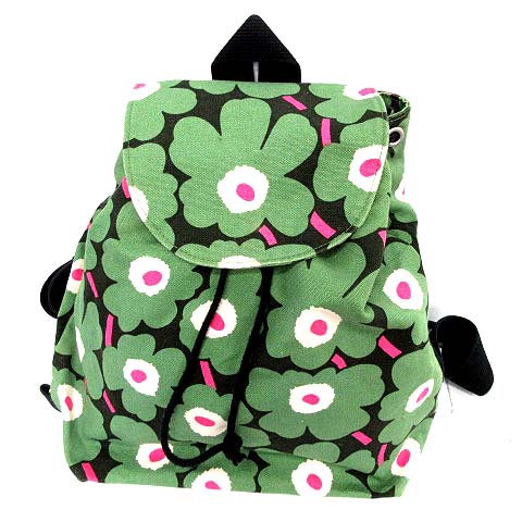 マリメッコ Marimekko ウニッコ リュック デイパック キャンバス 花柄 グリーン 黒 ピンク 緑 G レディース 081 ベクトルパーク