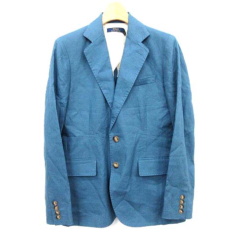 未使用品 ポロ ラルフローレン Polo Ralph Lauren テーラード ジャケット リネン 麻 0 青 水色 G レディース 081 ベクトルパーク