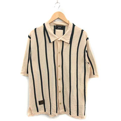 グラム Glamb Stripe Big Knit ストライプビッグニットシャツ 半袖 ストライプ 0 Xs ベージュ 緑 Mf3 メンズ 081 ベクトルパーク