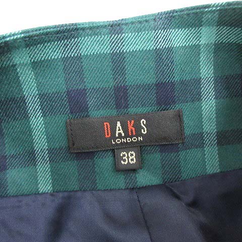 ダックス Daks シャツ ワンピース ロング チェック ウエストリボン 長袖 38 M 緑 グリーン 紺 Ym レディース 081 ベクトルパーク