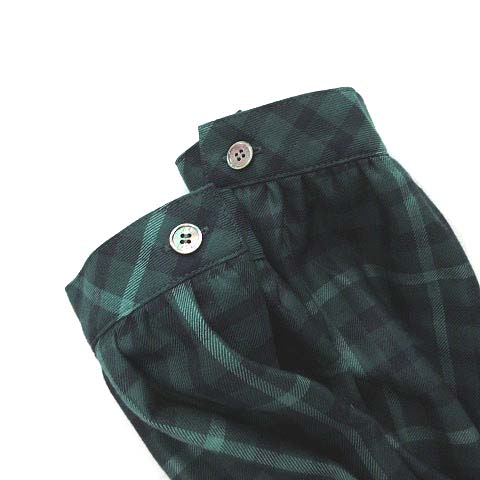 ダックス Daks シャツ ワンピース ロング チェック ウエストリボン 長袖 38 M 緑 グリーン 紺 Ym レディース 081 ベクトルパーク