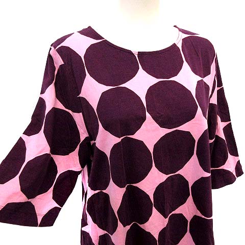 〈新品タグ付き〉marimekko マリメッコ ドット柄ワンピース パープル マリメッコ marimekko ワンピース 半袖 ドット 水玉 ひざ丈 S パープル