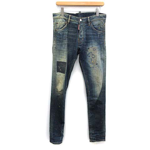 ディースクエアード Dsquared2 デニム ジーンズ パンツ Cool Guy Jean ダメージ加工 ペイント ストレート スリム 46 S インディゴ Kh メンズ 081 ベクトルパーク