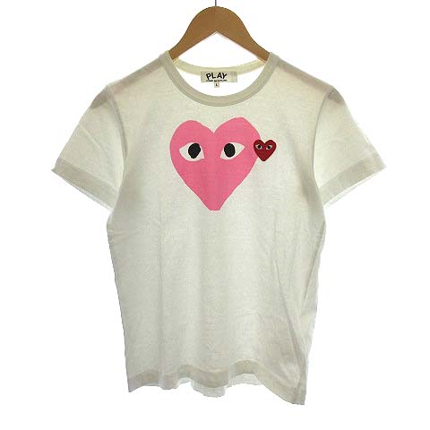 プレイコムデギャルソン Play Comme Des Garcons Tシャツ ハート 半袖 カットソー L 白 ピンク 赤 G レディース 081 ベクトルパーク