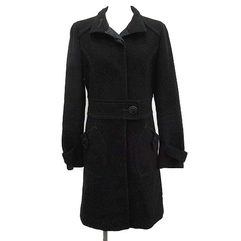 【美品】バーバリーブルーレーベル　ウールコート　ノバチェック　編み込みニット　M バーバリー ブルーレーベル ウールコート M 美品】バーバリーブルー