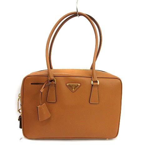 プラダ PRADA ハンドバッグ ミニボストン スクエア レザー キャメル 