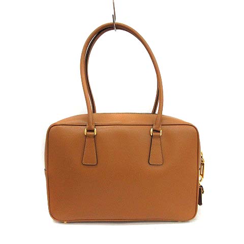 プラダ PRADA ハンドバッグ ミニボストン スクエア レザー キャメル 