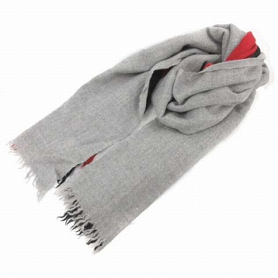 ワイズ Y S ヨウジヤマモト マフラー ストール 配色 フリンジ ウール グレー 赤 黒 Pj メンズ 081 ベクトルパーク