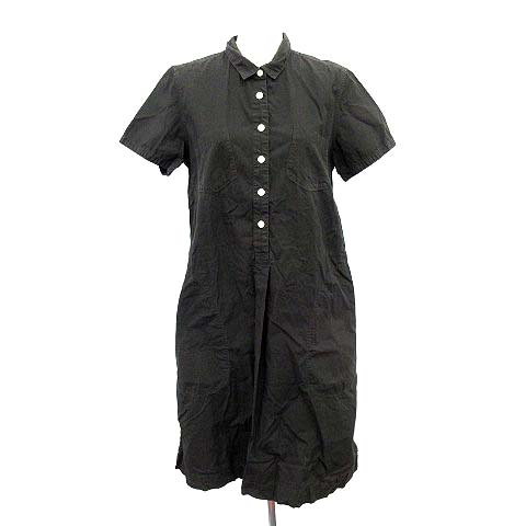 マーガレットハウエル Mhl シャツワンピース 半袖 ひざ丈 プルオーバー 1 黒 G レディース 081 ベクトルパーク