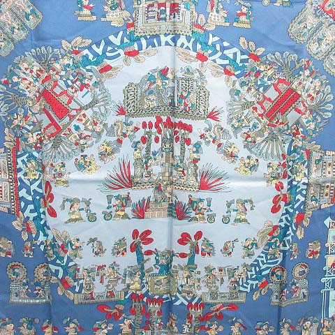 エルメス HERMES カレ 90 スカーフ シルク 天体と太陽 古代インカ帝国  