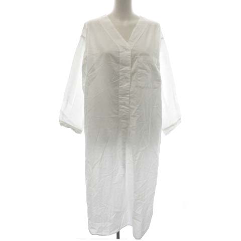 トゥデイフル Todayful ワンピース ヘンリーネックシャツドレス 長袖 Vネック プルオーバー ロング マキシ コットン F 白 ホワイト Pj レディース 081 ベクトルパーク