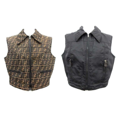 FENDI フェンディ ズッカ レディース ベスト フェンディ FENDI ベスト ヴィンテージ リバーシブル ズッカ柄 無地