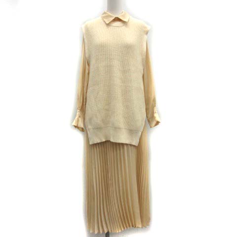 アメリヴィンテージ Ameri Vintage 19aw S Vest With Pleats Dress ベスト ニット ワンピース ロング 長袖 プリーツ アイボリー Tk レディース 081 ベクトルパーク