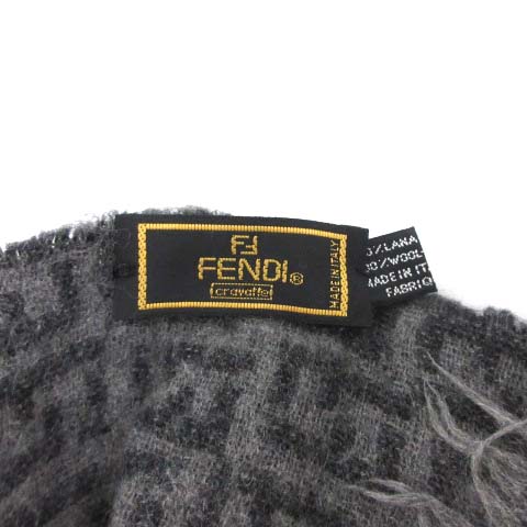 フェンディ FENDI マフラー ストール フリンジ ウール ズッカ柄