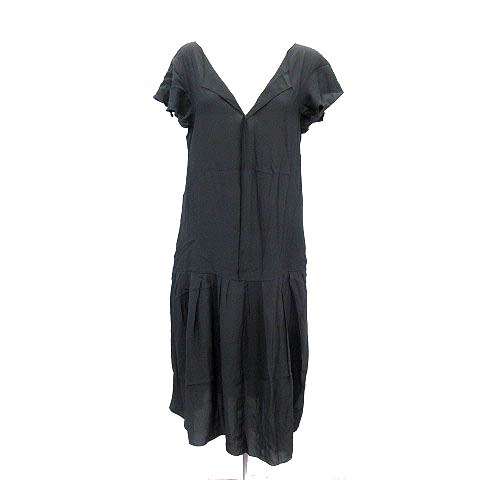 マルニ Marni ワンピース ひざ丈 フリル 半袖 薄手 シアー 透け感 38 M 黒 ブラック G レディース 081 ベクトルパーク