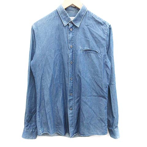 マルタンマルジェラ Martin Margiela 14 11ss ダンガリーシャツ スタンダードカラー 長袖 アーカイブ 46 M 青 ブルー Yt メンズ 081 ベクトルパーク