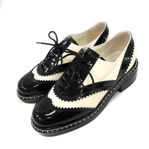 シャネル CHANEL ドレスシューズ レースアップ チャンキーヒール 
