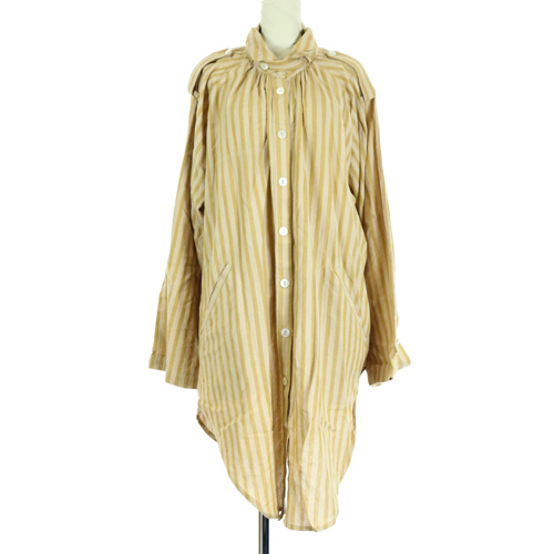 メドモワゼル パリ Mes Demoiselles Paris シャツワンピース ストライプ チュニック 長袖 1 S ベージュ 茶色 ブラウン Sr38 D メンズ レディース 081 ベクトルパーク