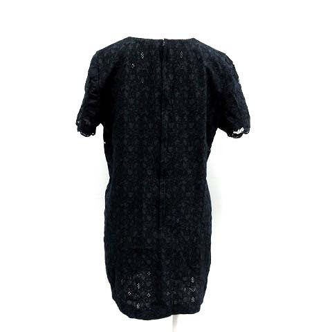 レリアン Leilian ワンピース ミニ 半袖 刺繍 花柄 9 M 紺 ネイビー An レディース 081 ベクトルパーク