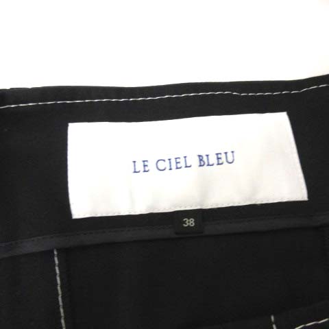 早者勝ち ルシェルブルー Le Ciel Bleu 38 M ワンピース ロング フレア ノースリーブ 白ステッチ 黒 ブラック 在庫あり 即納 Viajesturisticosdelpacifico Com