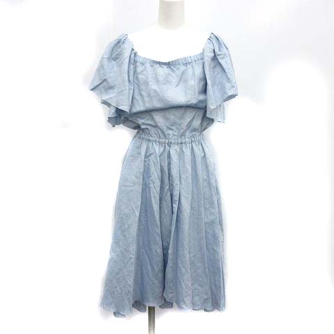 マイラン Mylan ワンピース 半袖 膝丈 リネン 麻 シルク混 オフショルダー F 水色 Nm レディース 081 ベクトルパーク