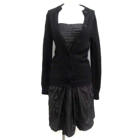 サカイ Sacai 06年 2 M ワンピース ドッキング 切替 ひざ丈 カットオフ 長袖 黒 ブラック 06 Ek レディース 081 ベクトルパーク