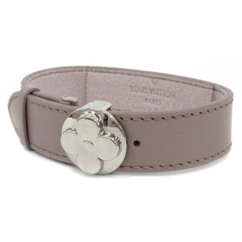 ルイヴィトン Louis Vuitton グッドラックブレス ブレスレット バングル ライラック 花 フローラル レザー フランス製 グレー M Pj Oh レディース 081 ベクトルパーク