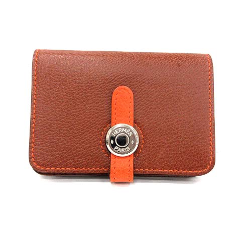 エルメス HERMES ドゴン 財布 コインケース 小銭入れ セリエ レザー 茶 