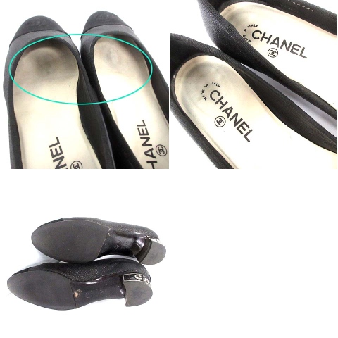 シャネル CHANEL パンプス ココマーク ラメコーティング プレートロゴ 